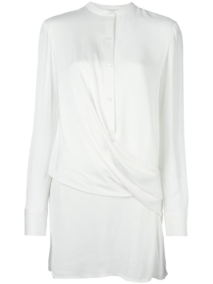 Dkny Draped Front Satin Blouse - White