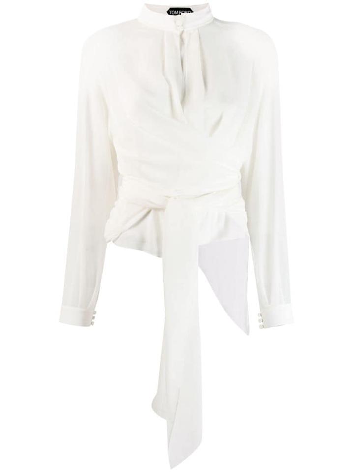 Tom Ford Draped-detail Silk Blouse - White