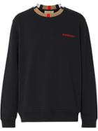 Burberry Icon Stripe Detail Cotton Sweatshirt - Black