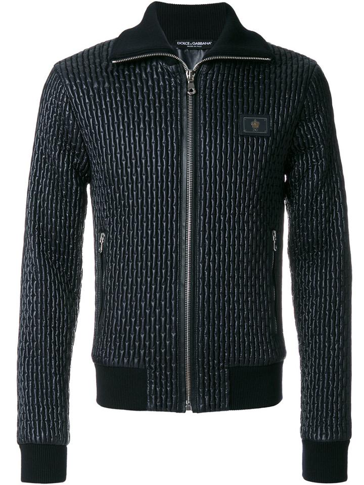 Dolce & Gabbana - Giubbotto Full Zip Jacket - Men - Calf Leather/sheep Skin/shearling/polyamide/zamak - 46, Blue, Calf Leather/sheep Skin/shearling/polyamide/zamak