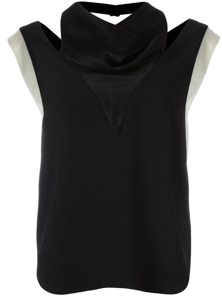 Lanvin Cut Out Contrast Top, Women's, Size: 36, Black, Silk/acetate/viscose