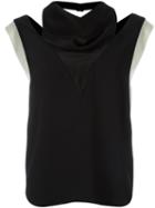 Lanvin Cut Out Contrast Top, Women's, Size: 36, Black, Silk/acetate/viscose