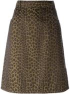Fendi Vintage Leopard Jacquard Skirt, Women's, Size: 48, Brown