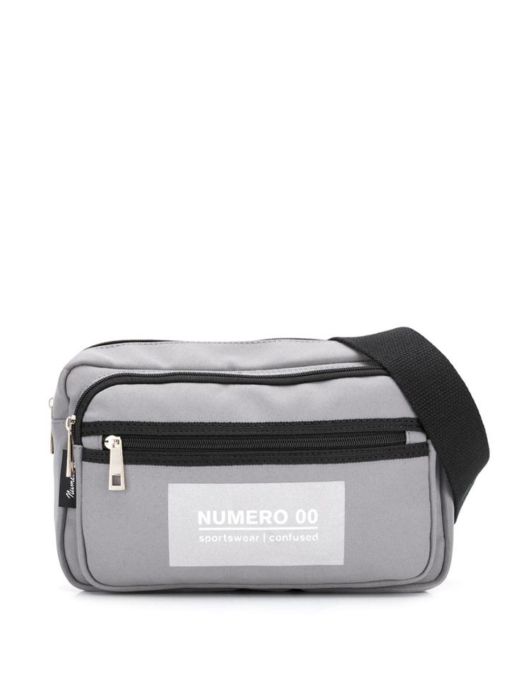 Numero00 Front Logo Print Zipped Belt Bag - Grey
