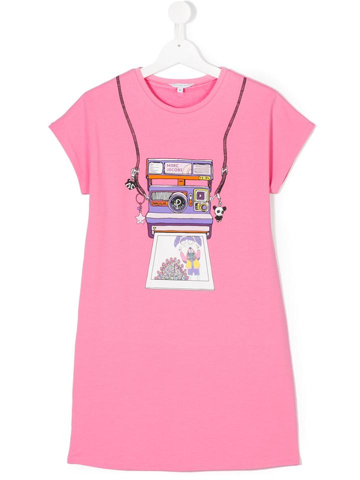 Little Marc Jacobs Camera Print T-shirt Dress - Pink & Purple