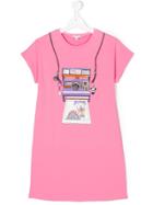 Little Marc Jacobs Camera Print T-shirt Dress - Pink & Purple