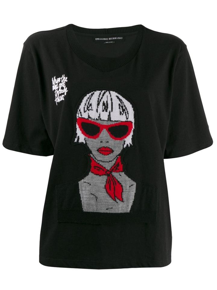 Ermanno Scervino Face Print T-shirt - Black