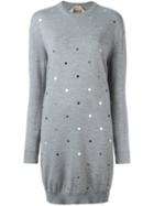 No21 Embellished Sweater Dress, Women's, Size: 42, Grey, Polyamide/pvc/virgin Wool