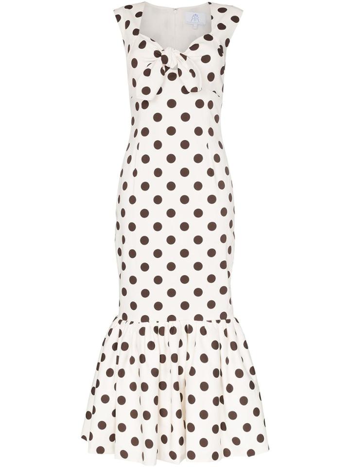 Rebecca De Ravenel Polka Dot Bow Detail Maxi Dress - White