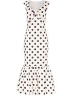 Rebecca De Ravenel Polka Dot Bow Detail Maxi Dress - White