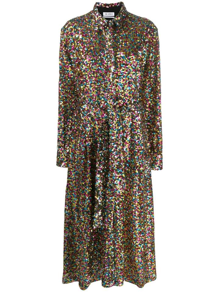 Attico Sequin Embellished Shirt Dress - Yellow