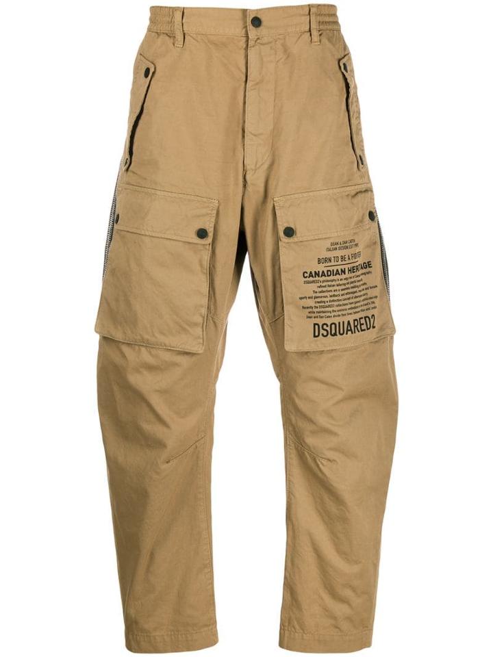 Dsquared2 Script Print Utility Trousers - Brown