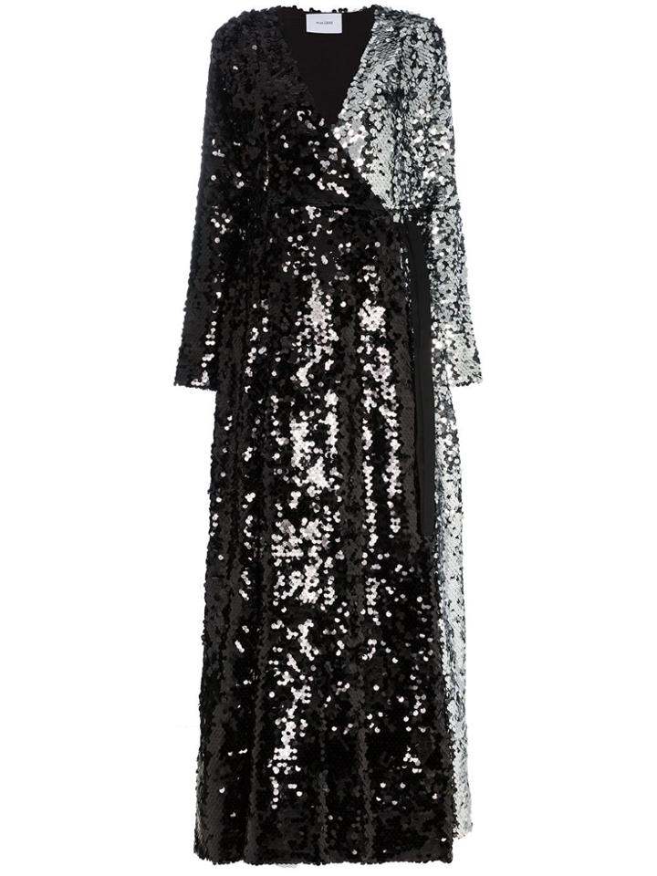 We Are Leone Contrast Sequin Wrap Dress - Black