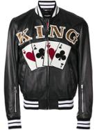 Dolce & Gabbana King Playing Cards Bomber Jacket - Black
