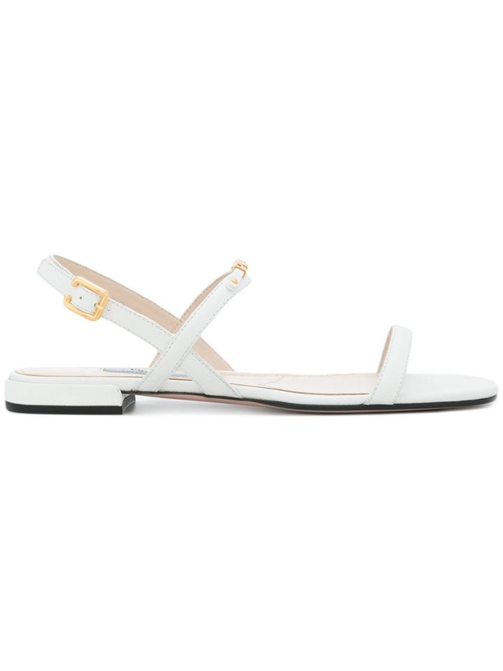 Prada Logo Plaque Sandals - White