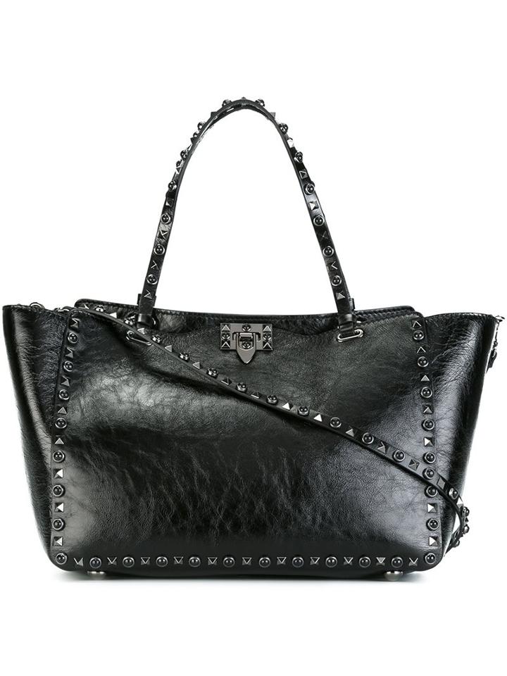 Valentino Medium 'rockstud Rolling Noir' Tote