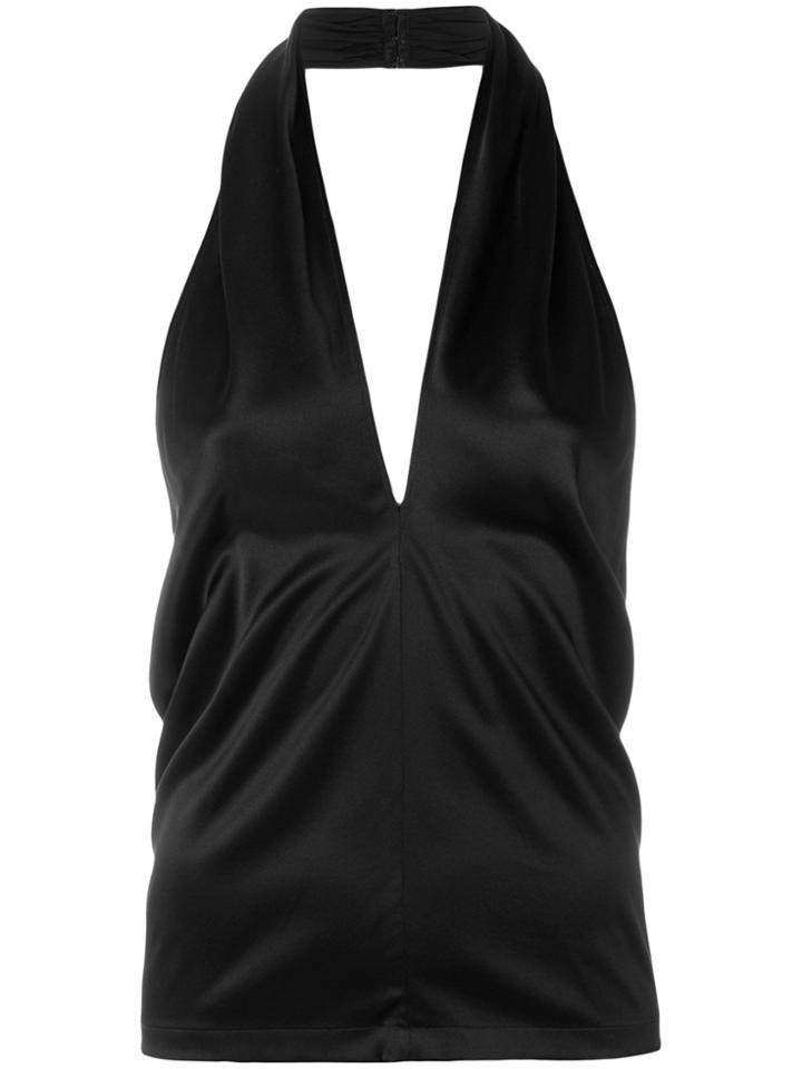 Theory Halterneck Plunge Top - Black