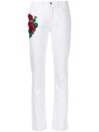 Dolce & Gabbana Embroidered Flowers Skinny-fit Jeans - White