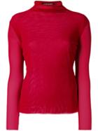 Twin-set - Sheer Turtleneck Sweater - Women - Polyamide - S, Red, Polyamide