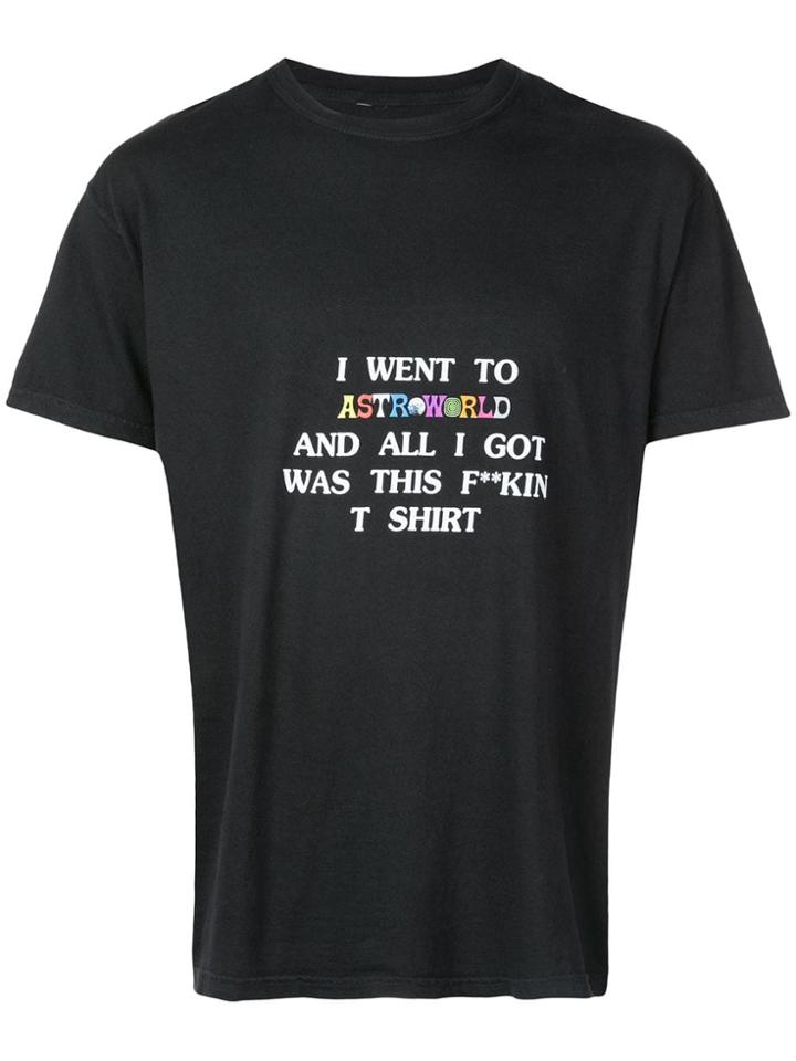 Travis Scott Astroworld Text Print T-shirt - Black