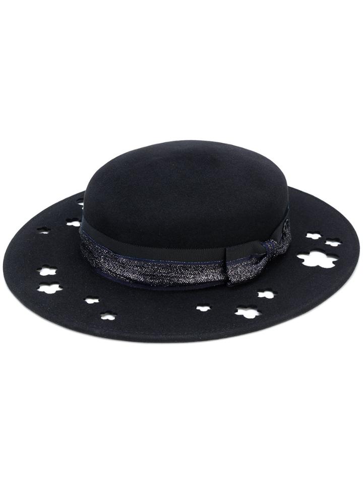Maison Michel Kiki Glitter-trimmed Cutout Hat - Black