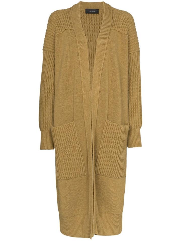 Joseph Ribbed Long-line Cardigan - Brown