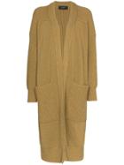 Joseph Ribbed Long-line Cardigan - Brown