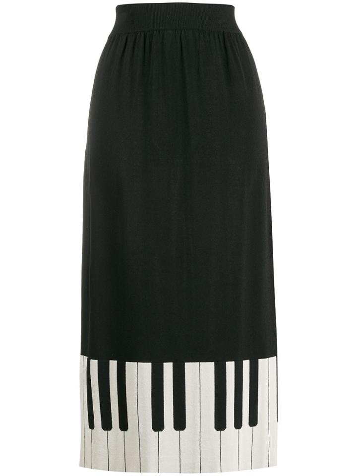 Boutique Moschino Piano Hem Detail Skirt - Black