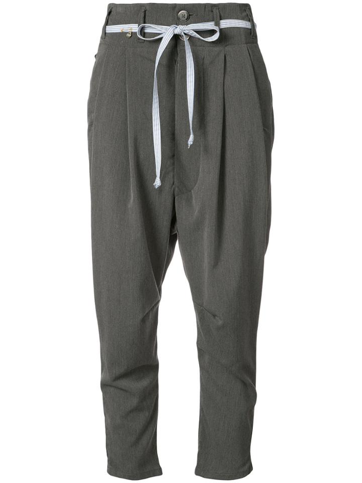 L'equip Drop-crotch Cropped Trousers - Grey