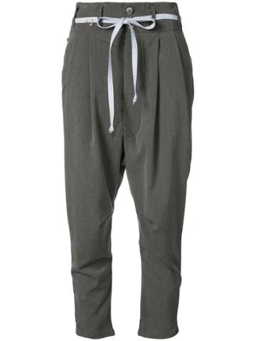 L'equip Drop-crotch Cropped Trousers - Grey
