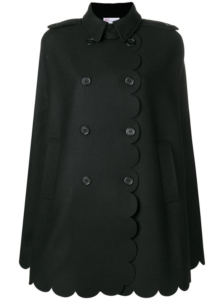Red Valentino Armure Scallop Detail Coat - Black