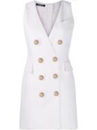 Balmain Double-breasted Waistcoat Dress - White