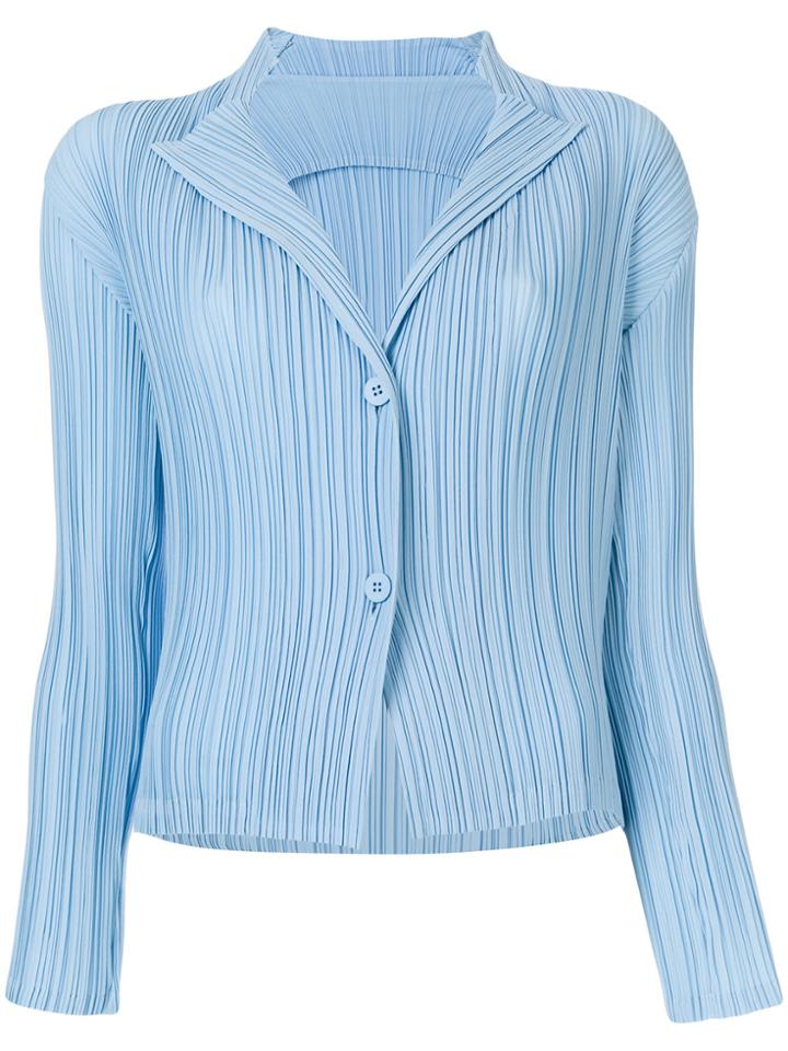 Issey Miyake Pleated Shirt Jacket - Blue