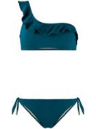 Emmanuela Swimwear Valia One-shoulder Ruffled Bikini - Green