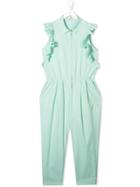 Elisabetta Franchi La Mia Bambina Teen Ruffle Sleeve Jumpsuit - Blue