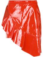 Nk Asymmetric Leather Skirt - Red