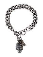 Alexander Mcqueen Butterfly Skull Charm Bracelet, Women's, Black, Brass/glass
