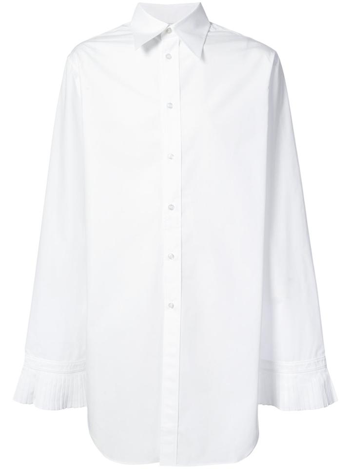 Chin Mens Pleated Cuff Shirt - White