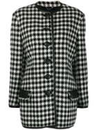 Versace Pre-owned 1980's Houndstooth Collarless Coat - Black
