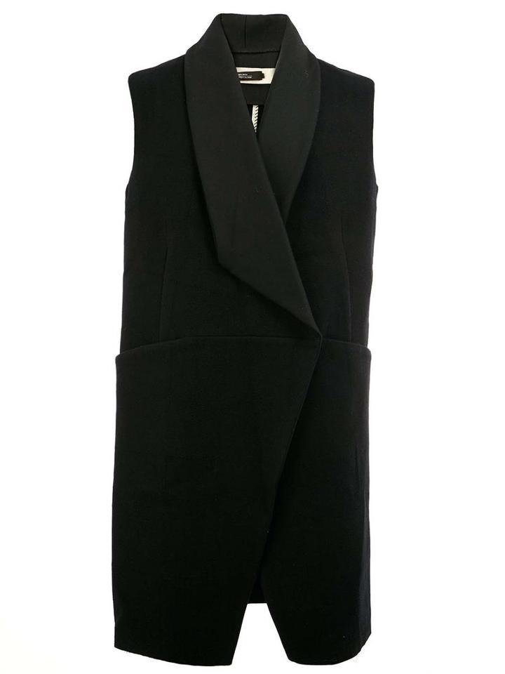 A New Cross Shawl Lapel Sleeveless Jacket, Men's, Size: Small, Black, Wool