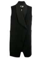 A New Cross Shawl Lapel Sleeveless Jacket, Men's, Size: Small, Black, Wool