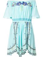 Temperley London Off The Shoulder Mini Dress, Women's, Size: 6, Blue, Cotton