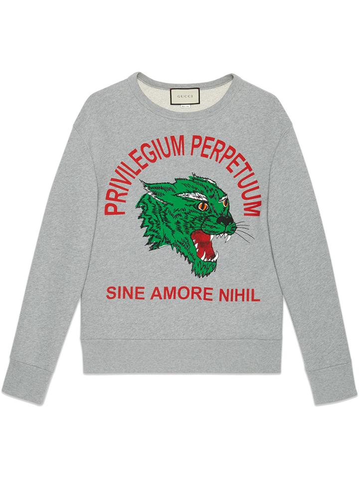 Gucci Panther Face Cotton Sweatshirt - Grey