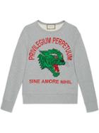 Gucci Panther Face Cotton Sweatshirt - Grey