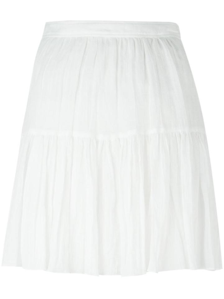 Saint Laurent Falda Ruffled Skirt, Women's, Size: 38, White, Cotton