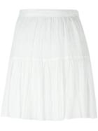 Saint Laurent Falda Ruffled Skirt, Women's, Size: 38, White, Cotton