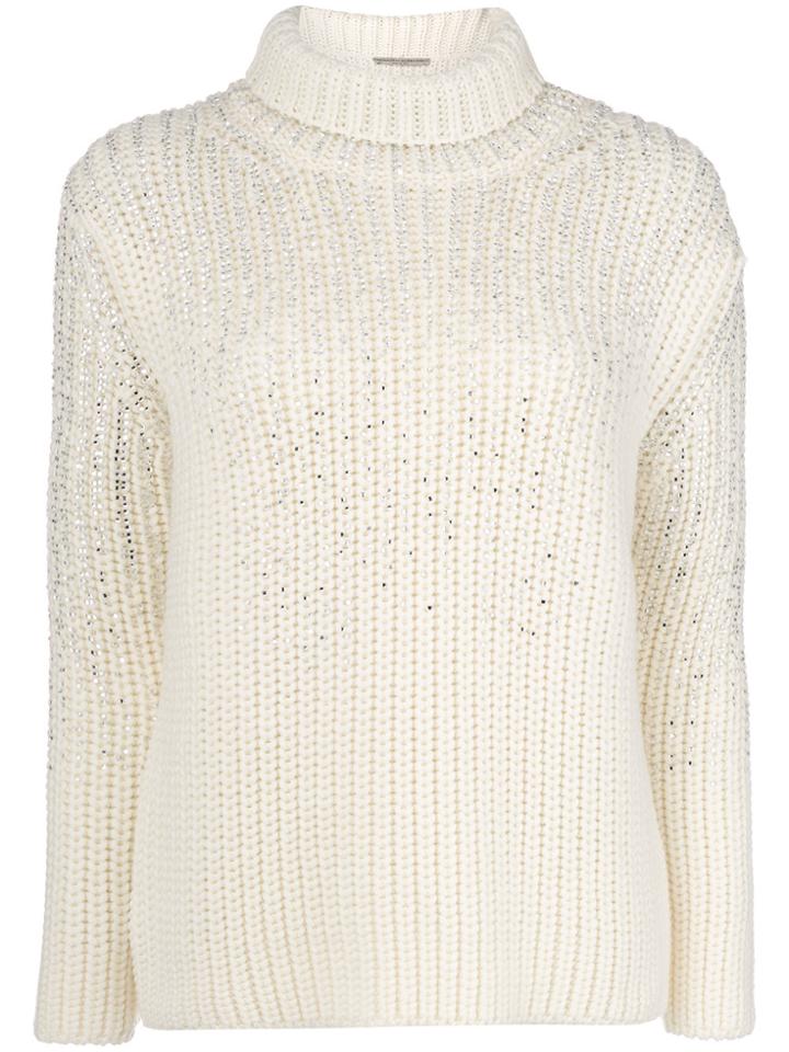 Ermanno Scervino Roll Neck Knit Jumper - Nude & Neutrals