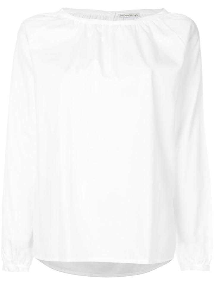 Stefano Mortari Gather Detail Boat Neck Shirt - White