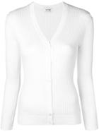 Courrèges Rib Knit Fitted Cardigan - White
