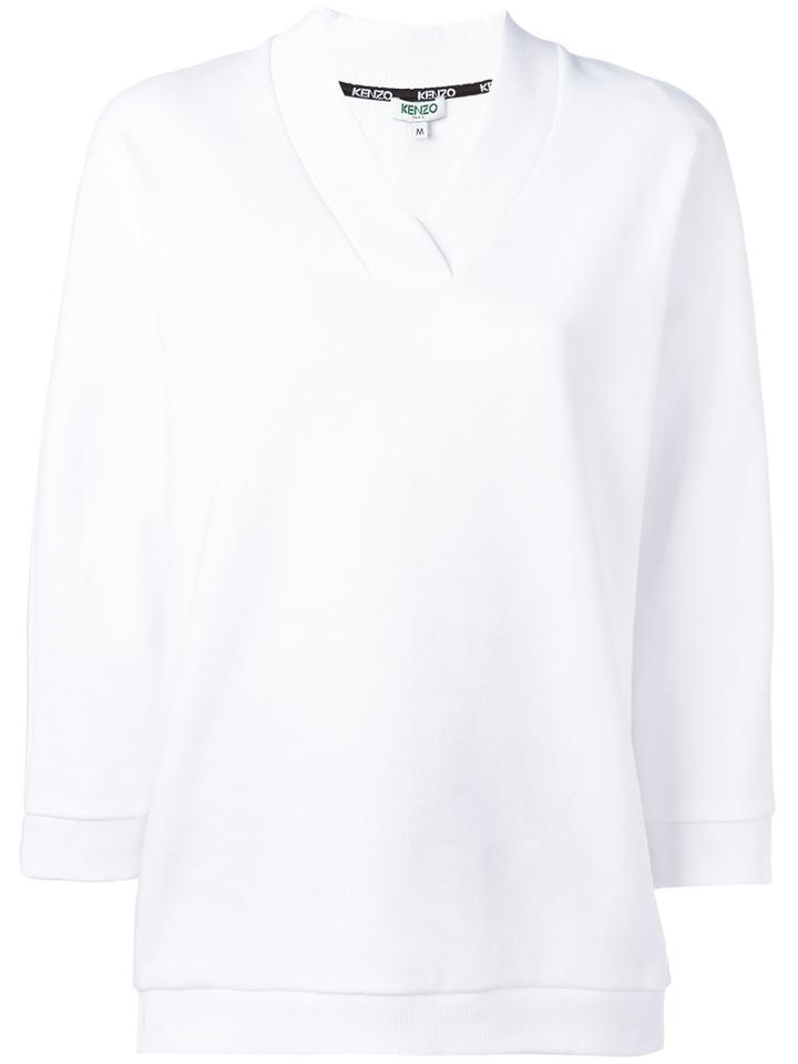 Kenzo - V-neck Sweatshirt - Women - Cotton - M, Women's, White, Cotton